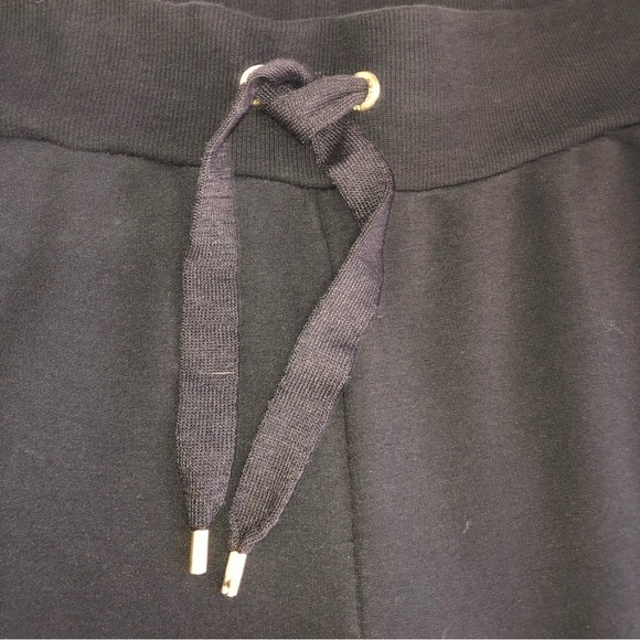 Lauren Ralph Lauren Black Track Style Pants Viscose Blend Size L Striped Sides - Picture 6 of 8